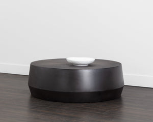 Sunpan Creed Coffee Table - Hand-Etched Iron Design with Drum Base, Perfect for Modern Living Spaces Large - 48W x 48D x 15H