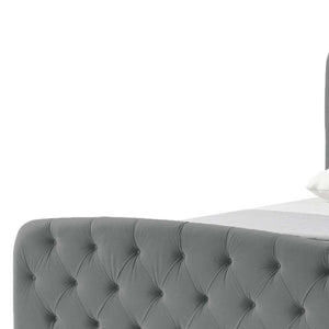 HomeRoots Gray Tufted Velvet King Bed Frame - Luxurious Upholstered Design for Modern Elegance & Comfort 544891