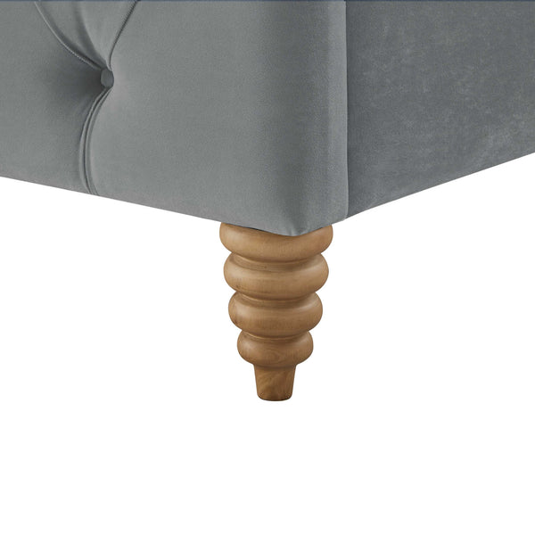 Homeroots Gray Solid Wood Twin Tufted Upholstered Velvet Bed Grey Velvet 544893