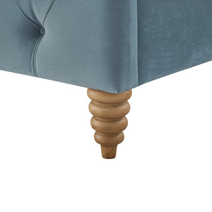 Homeroots Light Blue Solid Wood Queen Tufted Upholstered Velvet Bed Light Blue Velvet 544895