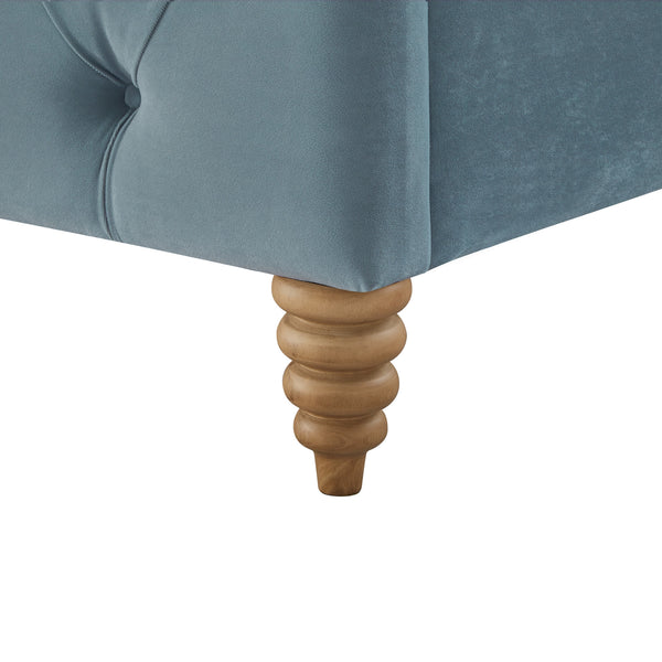 Homeroots Light Blue Solid Wood Queen Tufted Upholstered Velvet Bed Light Blue Velvet 544895
