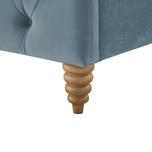 HomeRoots Light Blue Tufted Velvet Twin Bed Frame - Elegant and Durable Upholstered Platform for Cozy Comfort 544896