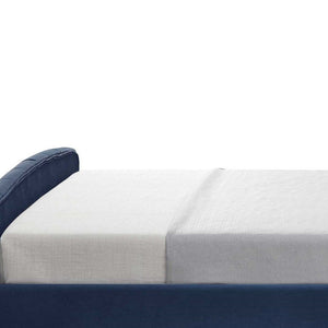 Homeroots Navy Blue Solid Wood Twin Tufted Upholstered Velvet Bed Navy Velvet 544899