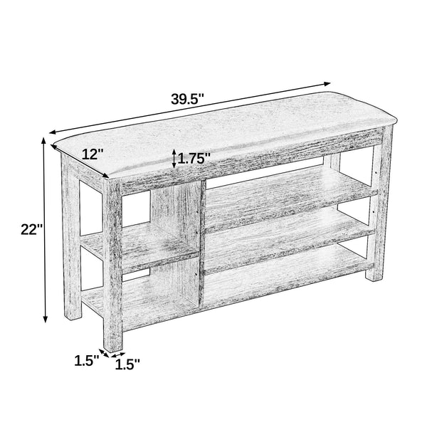 English Elm A Height-Adjustable Shoe Changing Bench With Vintage Charcoal-Grained Wood, Storage & Comfort W487P289971