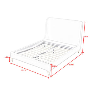 Homeroots Gray Solid Wood Twin Upholstered Linen Bed Grey Linen 544903