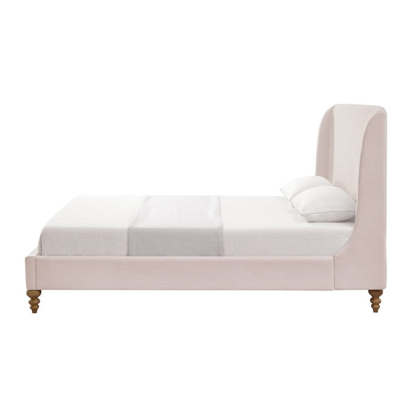 HomeRoots Pink Linen Upholstered Queen Bed Frame - Stylish Comfort, Durable Design, Perfect for Modern Bedrooms! 544904