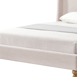 HomeRoots Pink Linen Upholstered Queen Bed Frame - Stylish Comfort, Durable Design, Perfect for Modern Bedrooms! 544904