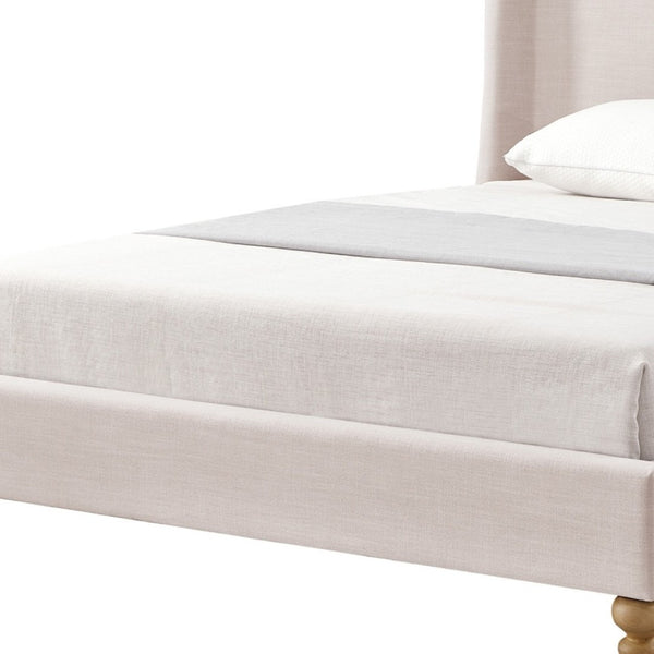 HomeRoots Pink Linen Upholstered Queen Bed Frame - Stylish Comfort, Durable Design, Perfect for Modern Bedrooms! 544904