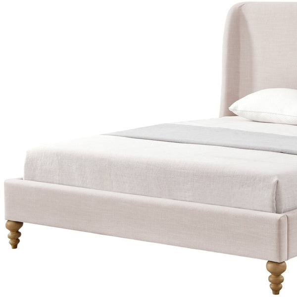 HomeRoots Pink Linen Upholstered Queen Bed Frame - Stylish Comfort, Durable Design, Perfect for Modern Bedrooms! 544904