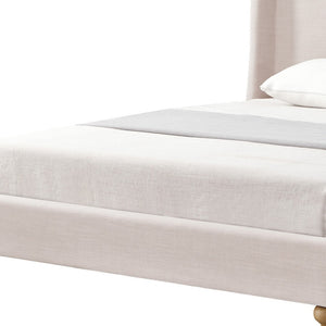 HomeRoots Pink Linen Upholstered Twin Bed Frame - Elegant Comfort with Durable Design for Cozy Bedrooms 544905