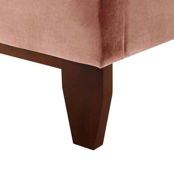 HomeRoots Blush Queen Upholstered Bed with Button-Tufted Headboard and Solid Wood Frame for Stylish Comfort Blush, Velvet 544906
