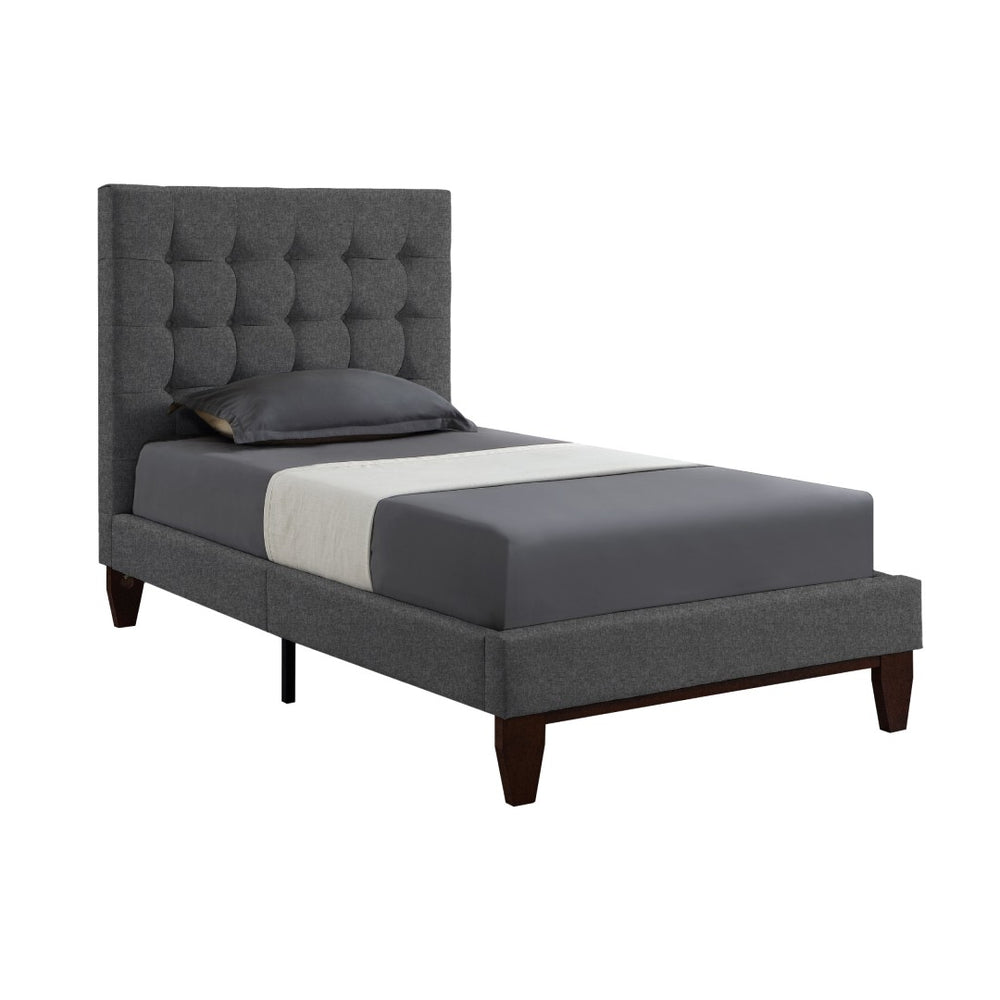 HomeRoots Blush Queen Upholstered Bed with Button-Tufted Headboard and Solid Wood Frame for Stylish Comfort Light Grey, Linen 544910