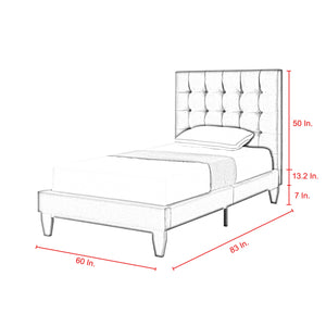 Homeroots Light Gray Solid Wood Full Tufted Upholstered Linen Bed Light Grey,Linen Linen 544910