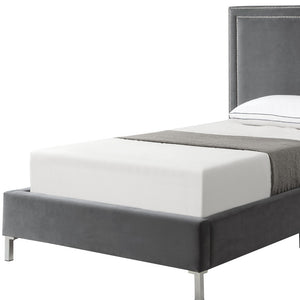 Homeroots Gray Solid Wood Full Upholstered Velvet Bed With Nailhead Trim Grey,Velvet Velvet 544913