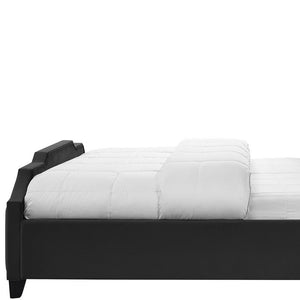 Homeroots Black Solid Wood King Tufted Upholstered Velvet Bed With Nailhead Trim Black Velvet 544915