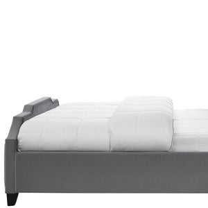 Homeroots Gray Solid Wood Queen Tufted Upholstered Velvet Bed With Nailhead Trim Grey Velvet 544920