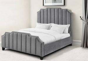 Homeroots Gray Solid Wood Queen Tufted Upholstered Velvet Bed With Nailhead Trim Grey Velvet 544920