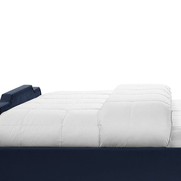 Homeroots Navy Blue Solid Wood Queen Tufted Upholstered Velvet Bed With Nailhead Trim Navy Velvet 544922