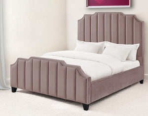 Homeroots Pink Solid Wood King Tufted Upholstered Velvet Bed With Nailhead Trim Pink Velvet 544923