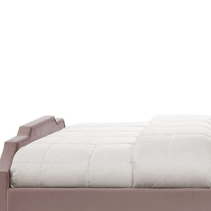 Homeroots Pink Solid Wood Queen Tufted Upholstered Velvet Bed With Nailhead Trim Pink Velvet 544924