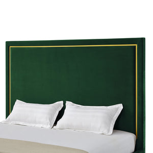 Homeroots Hunter Green Solid Wood Queen Upholstered Velvet Bed Hunter Green Velvet 544925