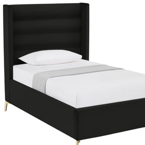 HomeRoots Black Velvet Upholstered Bed Frame - Luxurious Design with Sturdy Eucalyptus Wood for Ultimate Comfort Full 544927