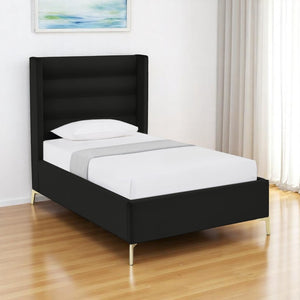 HomeRoots Black Velvet Upholstered Bed Frame - Luxurious Design with Sturdy Eucalyptus Wood for Ultimate Comfort Full 544927