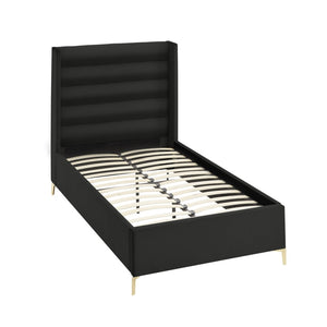 HomeRoots Black Velvet Upholstered Bed Frame - Luxurious Design with Sturdy Eucalyptus Wood for Ultimate Comfort Full 544927