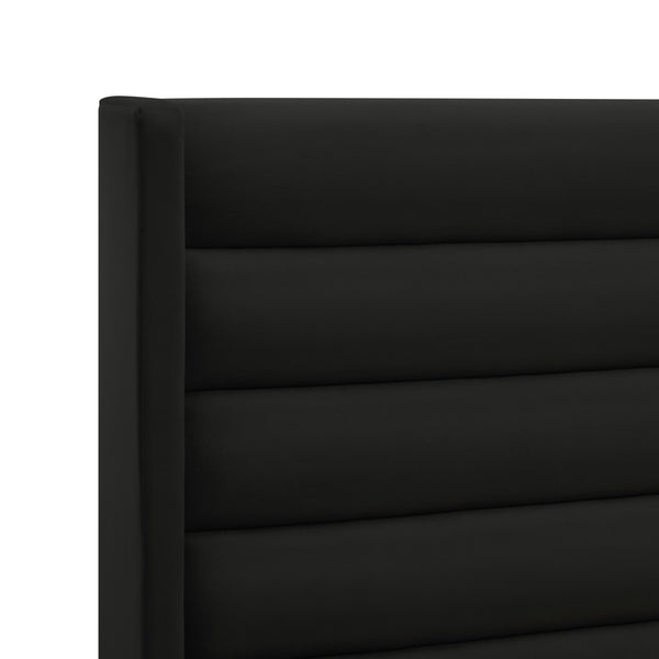 HomeRoots Black Velvet Upholstered Bed Frame - Luxurious Design with Sturdy Eucalyptus Wood for Ultimate Comfort Full 544927