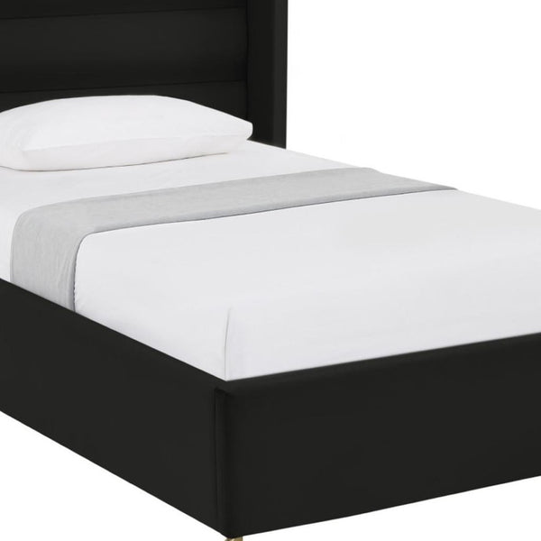 HomeRoots Black Velvet Upholstered Bed Frame - Luxurious Design with Sturdy Eucalyptus Wood for Ultimate Comfort Full 544927