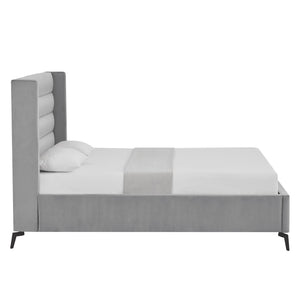 HomeRoots Black Velvet Upholstered Bed Frame - Luxurious Design with Sturdy Eucalyptus Wood for Ultimate Comfort Full 544929