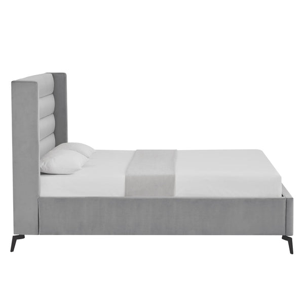 HomeRoots Black Velvet Upholstered Bed Frame - Luxurious Design with Sturdy Eucalyptus Wood for Ultimate Comfort Full 544929