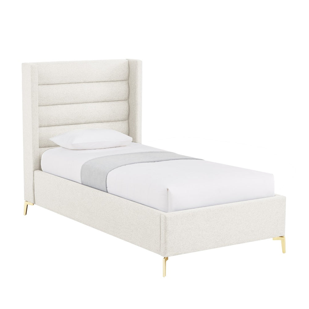 HomeRoots Beige Tufted Linen Upholstered Full Bed Frame - Elegant Design for Comfort & Style in Your Bedroom 544931