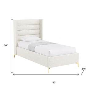 HomeRoots Beige Tufted Linen Upholstered Full Bed Frame - Elegant Design for Comfort & Style in Your Bedroom 544931