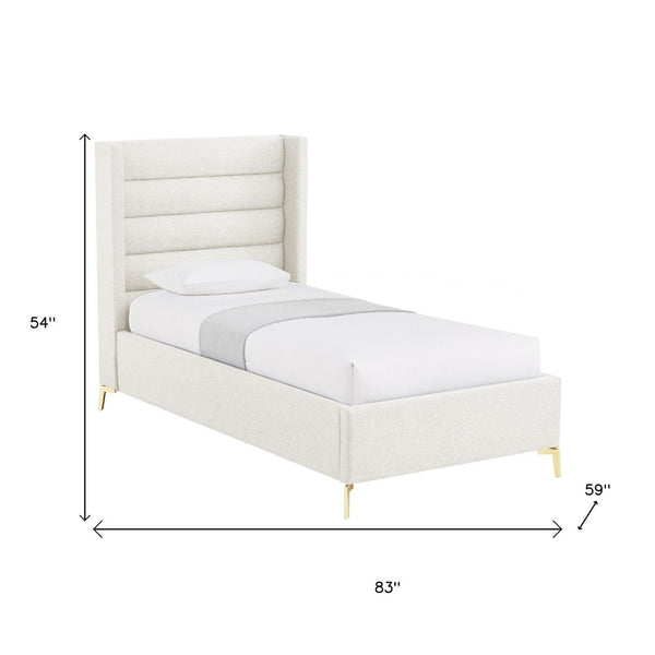 HomeRoots Beige Tufted Linen Upholstered Full Bed Frame - Elegant Design for Comfort & Style in Your Bedroom 544931