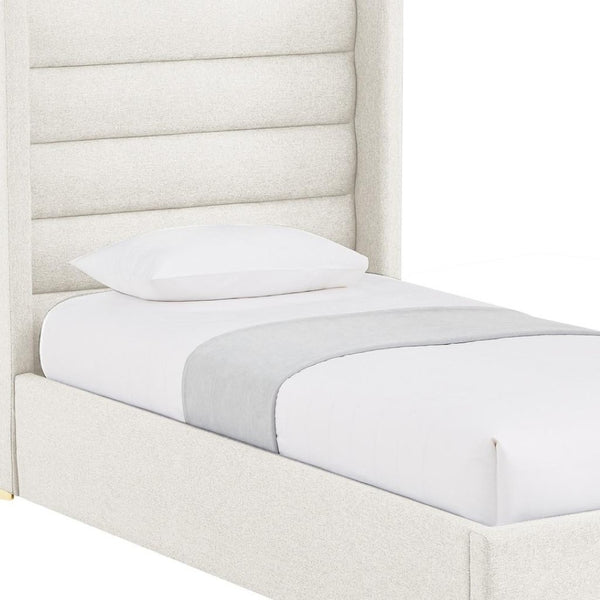 HomeRoots Beige Tufted Linen Upholstered Full Bed Frame - Elegant Design for Comfort & Style in Your Bedroom 544931
