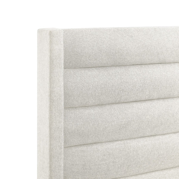 HomeRoots Beige Tufted Linen Upholstered Full Bed Frame - Elegant Design for Comfort & Style in Your Bedroom 544931