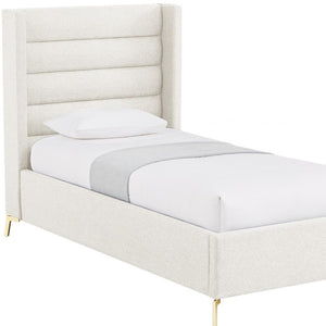 HomeRoots Beige Tufted Linen Upholstered Full Bed Frame - Elegant Design for Comfort & Style in Your Bedroom 544931