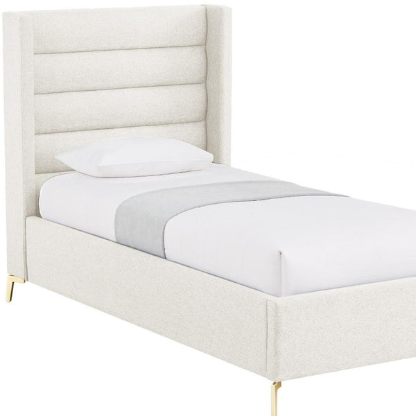 HomeRoots Beige Tufted Linen Upholstered Full Bed Frame - Elegant Design for Comfort & Style in Your Bedroom 544931