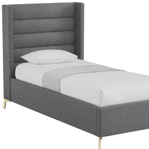 HomeRoots Gray Linen Upholstered Bed Frame - Stylish, Contemporary Design with Solid Support and Comfort Full 544932