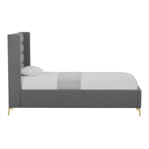 HomeRoots Gray Linen Upholstered Bed Frame - Stylish, Contemporary Design with Solid Support and Comfort Full 544932