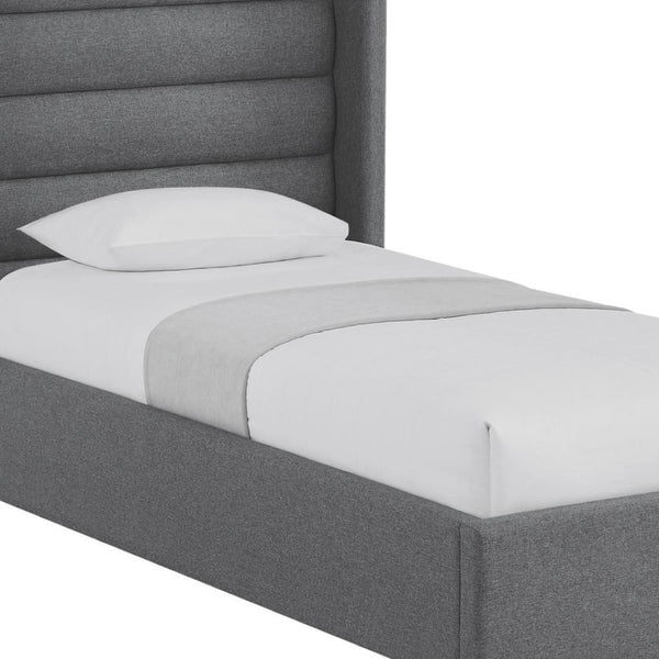 HomeRoots Gray Linen Upholstered Bed Frame - Stylish, Contemporary Design with Solid Support and Comfort Full 544932