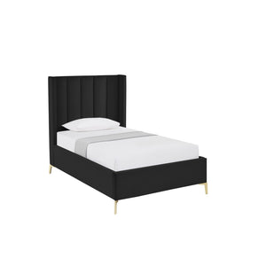 HomeRoots Black Velvet Upholstered Bed Frame - Chic, Durable Design for Modern Bedrooms with Sturdy Support Full 544933