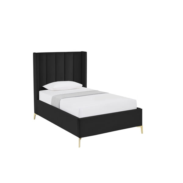 HomeRoots Black Velvet Upholstered Bed Frame - Chic, Durable Design for Modern Bedrooms with Sturdy Support Full 544933
