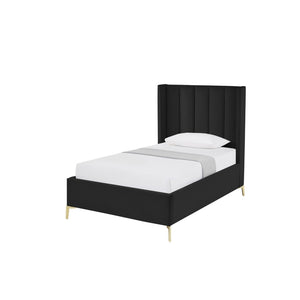 HomeRoots Black Velvet Upholstered Bed Frame - Chic, Durable Design for Modern Bedrooms with Sturdy Support Full 544933