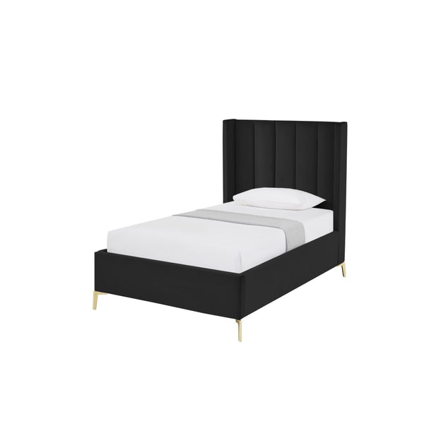 HomeRoots Black Velvet Upholstered Bed Frame - Chic, Durable Design for Modern Bedrooms with Sturdy Support Full 544933