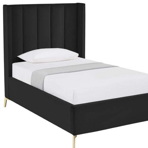 HomeRoots Black Velvet Upholstered Bed Frame - Chic, Durable Design for Modern Bedrooms with Sturdy Support Full 544933
