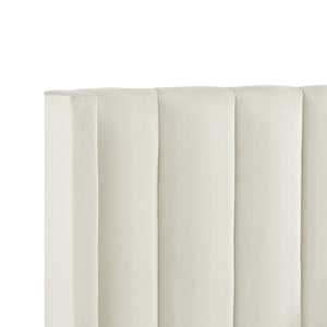 HomeRoots Cream Tufted Velvet Full Bed Frame - Elegant Upholstered Design for Cozy, Stylish Bedroom Retreat 544934