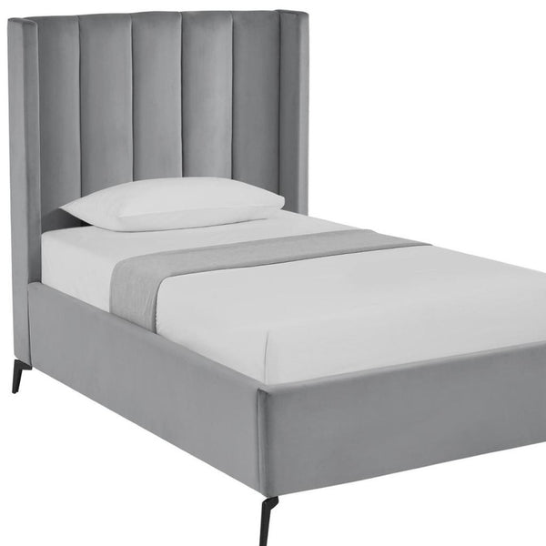 HomeRoots Black Velvet Upholstered Bed Frame - Chic, Durable Design for Modern Bedrooms with Sturdy Support Full 544935