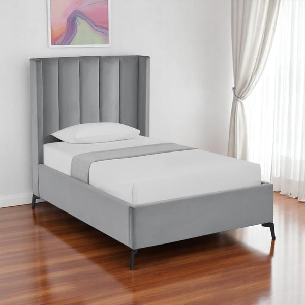 HomeRoots Black Velvet Upholstered Bed Frame - Chic, Durable Design for Modern Bedrooms with Sturdy Support Full 544935